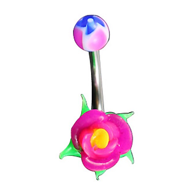 perçage fleur en acier nombril / oreille inoxydable plaqué lureme®silver (couleur aléatoire)