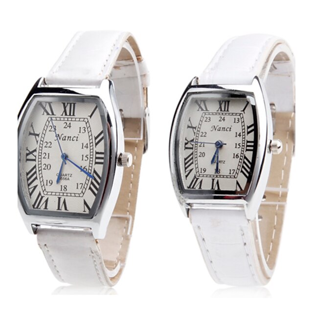  Paar Uhr Armbanduhr Japanisch Quartz Weiß Analog Charme Modisch