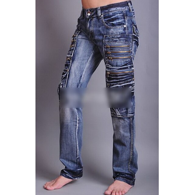  Casual Jeans Pants - Solid Colored Blue