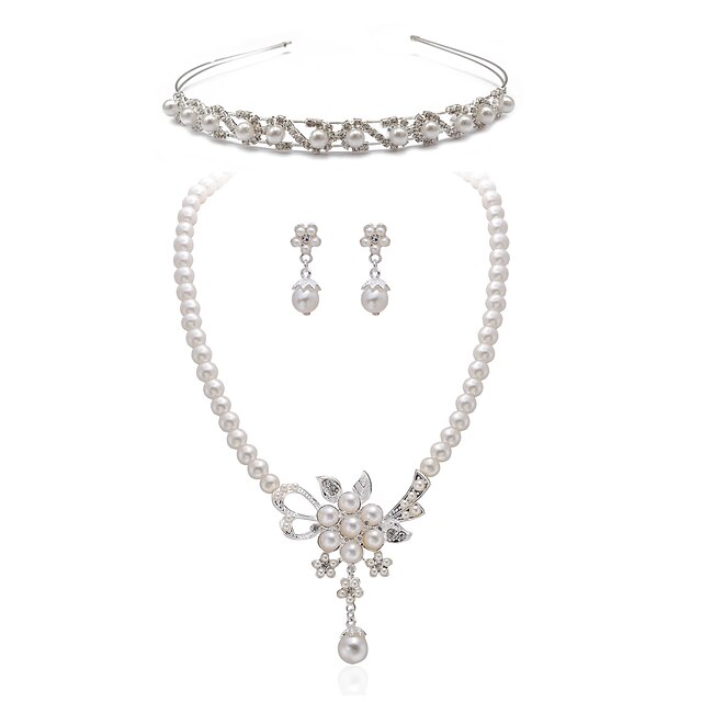  Ștras Imitație de Perle Set bijuterii Include Σκουλαρίκια Coliere Tiare - Aliaj Pentru Nuntă Petrecere Aniversare Zi de Naștere Logodnă