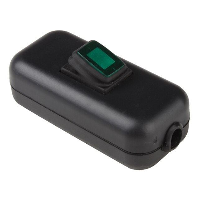  Water Resistant In-Line On/Off Rocker Switch with Green Light for Electric DIY (Black & Green)