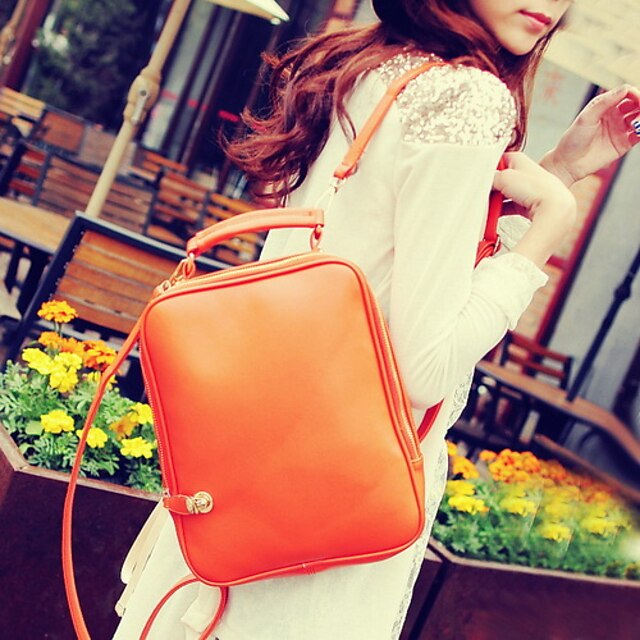  Women's Bags PU(Polyurethane) Backpack Zipper Black / Red