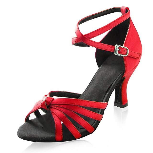  Women‘s Dance Shoes Latin/Ballroom Satin Stiletto Heel Red