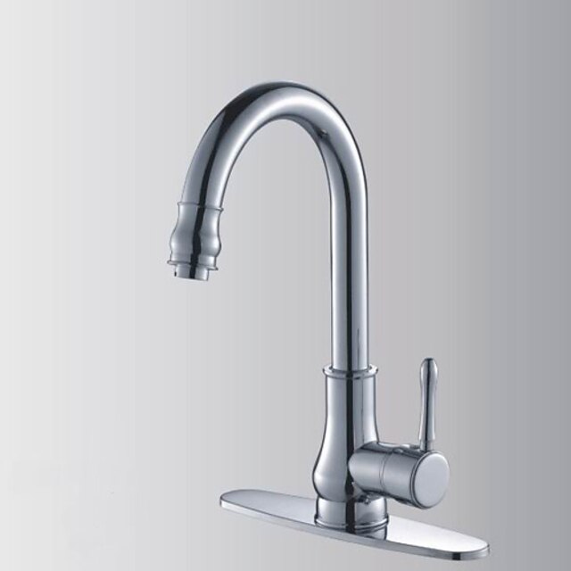  Kuchyňská vodovodní baterie - S jedním otvorem Pochromovaný Tall / High Arc Tezgah Üstü Moderní Kitchen Taps / Mosaz / Single Handle jeden otvor