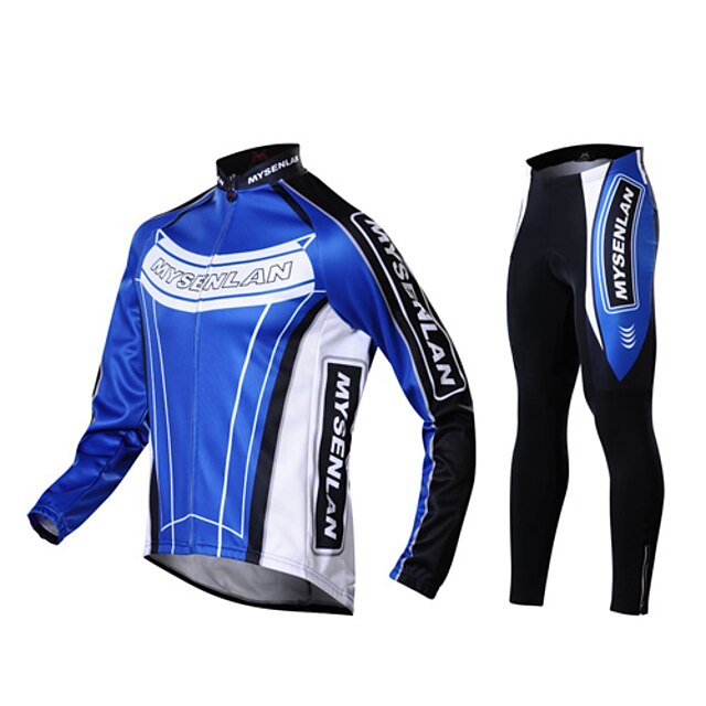  Mysenlan Herrn Langarm Fahrradtrikots mit Fahrradhosen - Schwarz Fahhrad Trikot / Radtrikot Strumpfhosen / Lange Radhose Sportkleidung warm halten Windundurchlässig Fleece Innenfutter Winter Sport