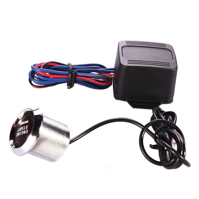  One-Key Engine Start Button Switch Set for Auto Refitting with Red/Blue Light (DC 12V/30A)