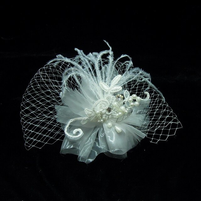  Crystal / Feather / Fabric Crown Tiaras / Birdcage Veils with 1 Piece Wedding / Special Occasion / Party / Evening Headpiece