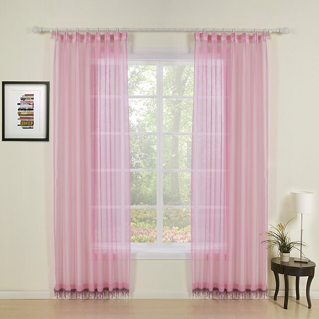  Curtain Print Solid 100% Polyester Two Panels Home Decoration