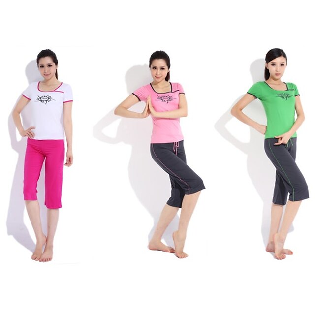  Yoga Casual Costumes de sport (2 jeux Yoga manche courte corde T-shirt + pantalon de yoga)