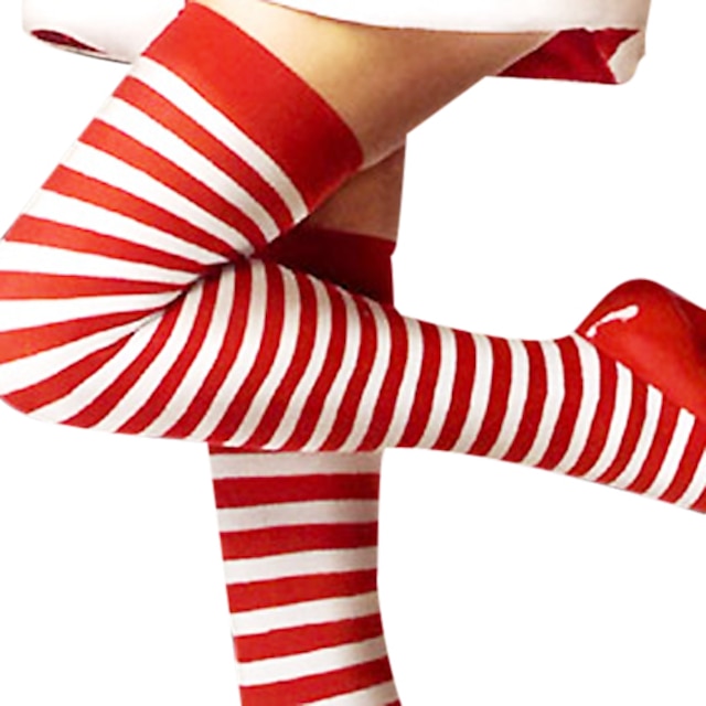  Sokker og Nylonstrømpe Sexede kostumer jule tilbehør Dame Jul Halloween Nytår Festival / ferie Bomuld Rød og Hvid Dame Let Karneval Kostume / Strømper