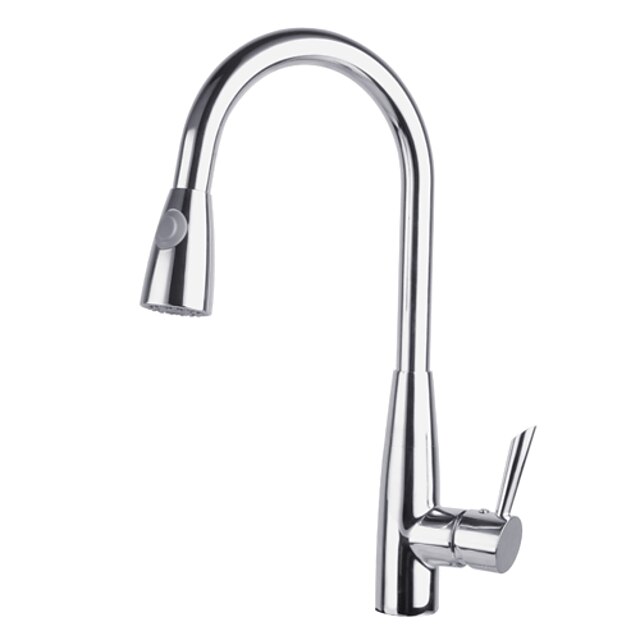  Kitchen faucet - One Hole Chrome Deck Mounted Traditional Kitchen Taps / Brass / Single Handle One Hole