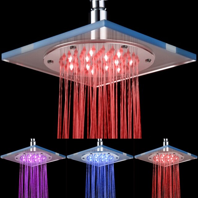  8-tommer 12-LED Akryl Ceiling Shower Head (Assorterede farver)