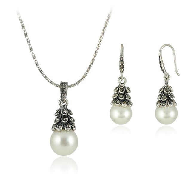  alliage magnifique avec des bijoux perle d'imitation des femmes, y compris collier, mis en boucles d'oreilles