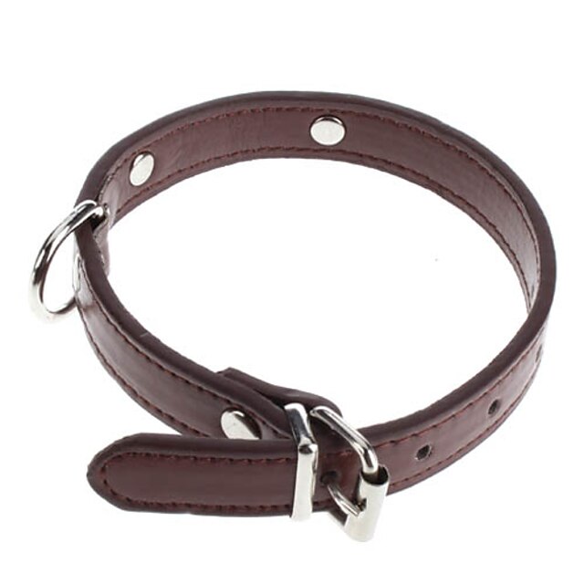  Dog Collar Adjustable / Retractable PU Leather Black Red