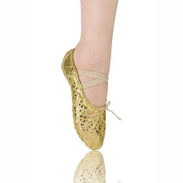  Pentru femei Pantofi de Balet Imitație Piele Josi Toc Drept NePersonalizabili Pantofi de dans Auriu / Pentru copii