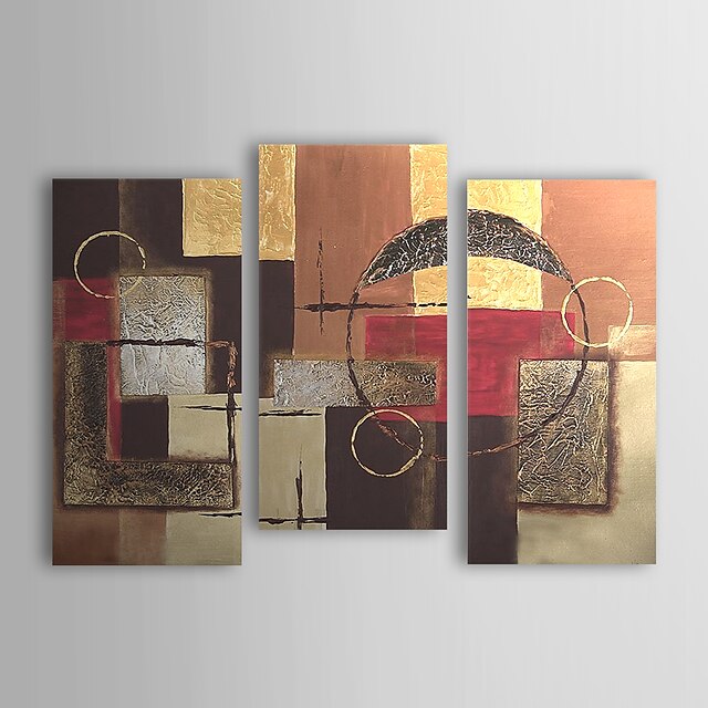  Hang-Painted Oliemaleri Hånd malede - Abstrakt Lærred Tre Paneler