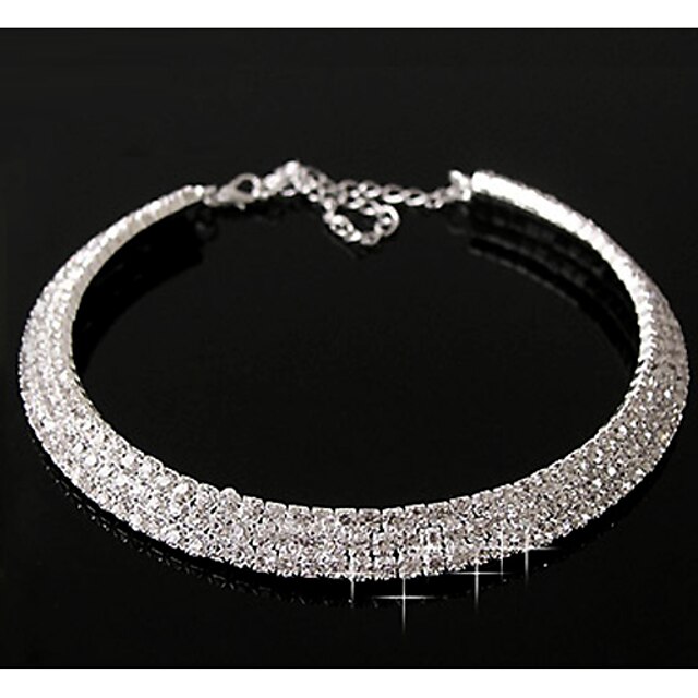  Synthetic Diamond Layered Necklace Statement Ladies Casual Birthstones Diamond Alloy Screen Color Silver Necklace Jewelry For