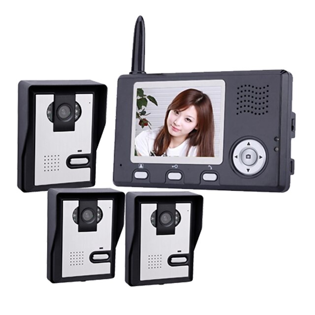  2.4GHz Wireless 3.5 Inch Monitors Video Door Phone with 3 Camera