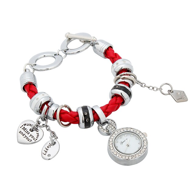  Women's Toggle Clasp Fashion Watch Black / White / Red Tile Bracelet Watch - White Black Red