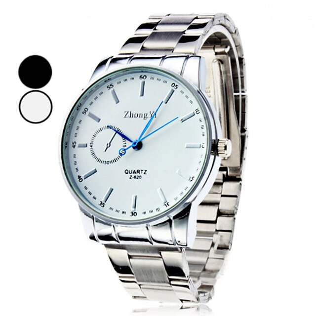  Bărbați Ceas de Mână Quartz Argint Ceas Casual Analog Charm Clasic Ceas Elegant - Negru Alb