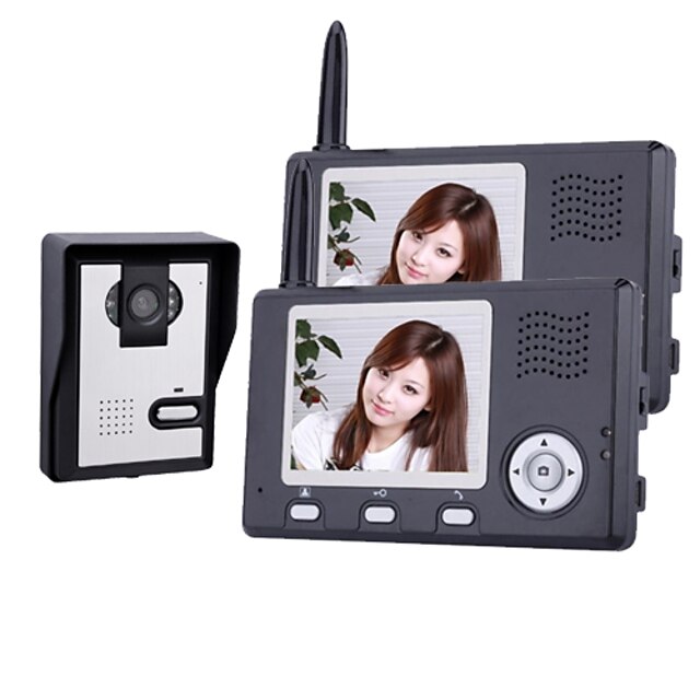  Wireless Night Vision Camera with 3.5 Inch Door Phone Monitor (1camera 2 monitors)