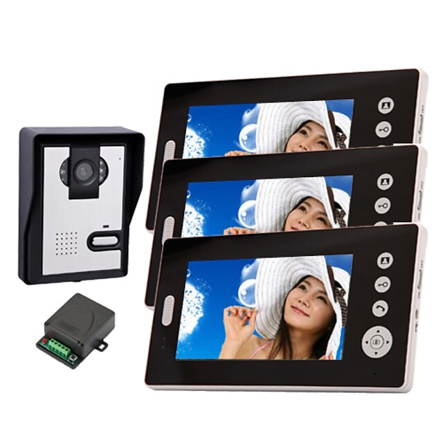  Беспроводная камера ночного видения с 7-дюймовый монитор телефон двери (1camera 3 монитора)