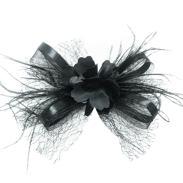  Women's Satin Feather Tulle Headpiece-Special Occasion Fascinators Birdcage Veils