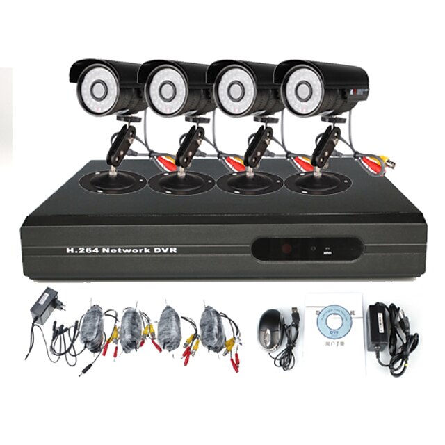  Anko - High Definition  4CH H. 264 CCTV DVR Kit (4 Outdoor CMOS 500 TVLine Camera)