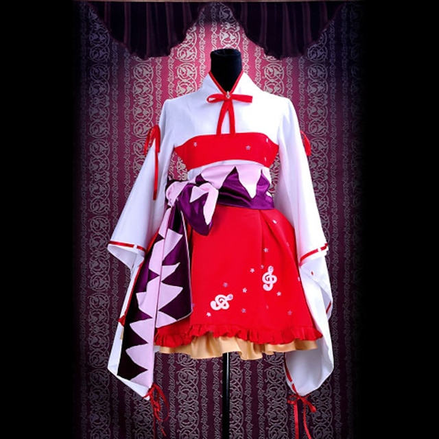  Inspirovaný Vocaloid Hatsune Miku Video Hra Cosplay kostýmy Cosplay šaty / Kimono Patchwork Dlouhý rukáv Šaty / Pásek Halloweenské kostýmy / Satén