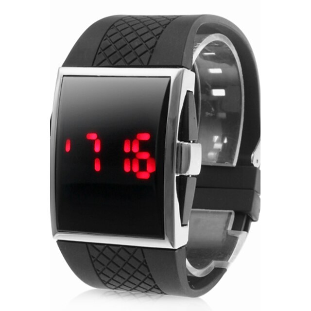  Men's Wrist Watch Digital Silicone Black Calendar / date / day LED Digital Black