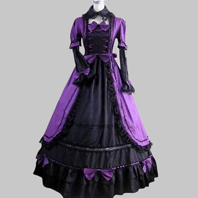  Βικτοριανό Μεσαίωνα 18ος αιώνας φόρεμα διακοπών Φορέματα Κοστούμι πάρτι Χορός μεταμφιεσμένων Φόρεμα χορού Γυναικεία Δαντέλα Σατέν Βαμβάκι Στολές Πεπαλαιωμένο Μεταμφίεση Πάρτι Χοροεσπερίδα Μακρυμάνικο