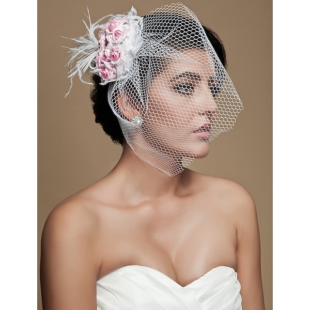  Crystal / Fabric Blusher Veils / Tiaras / Birdcage Veils with Feather 1 Wedding / Party / Evening Headpiece