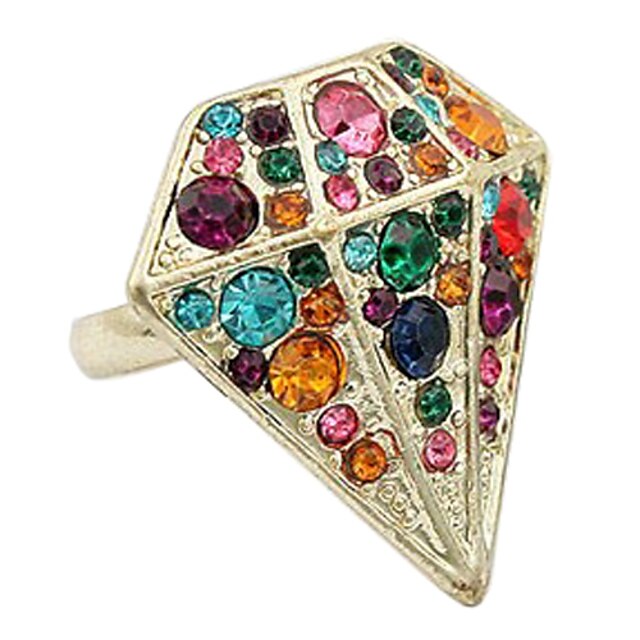  Diamond Shape Crystal Inlaid Alloy Ring