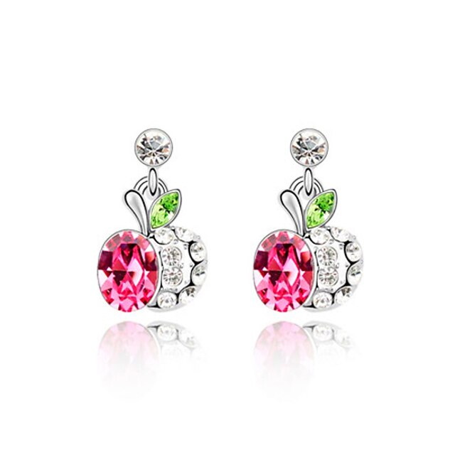  Crystal Stud Earrings Earrings - Austria Crystal Apple Ladies, Work Jewelry Red / Green / Dark Red For