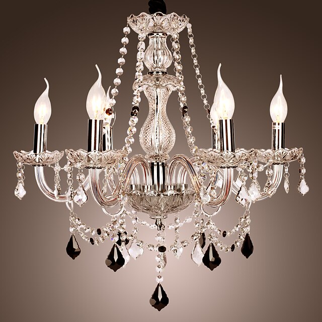  LWD 6-Light Candle-style Chandelier Uplight Others Glass Crystal 110-120V / 220-240V Bulb Not Included / E12 / E14