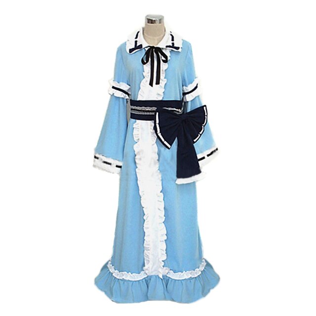  Inspired by TouHou Project Yuyuko Saigyouji Video Game Cosplay Costumes Cosplay Suits / Kimono Patchwork Long Sleeve Cravat / Dress / Belt