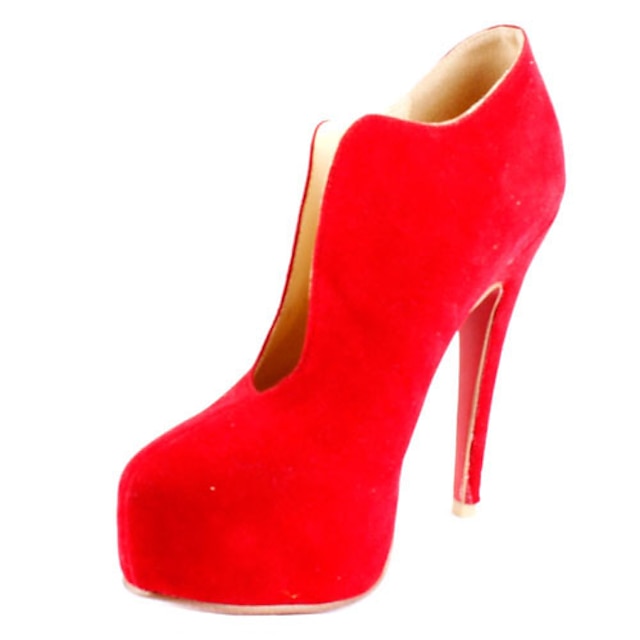  Damenschuhe - Stiefel - Lässig - Wildleder - Stöckelabsatz - Modische Stiefel - Rot