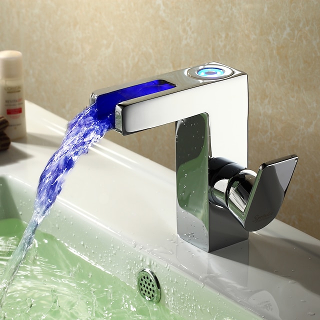  Sprinkle® by Lightinthebox - Moderne LED-Wasserfall Waschbecken Wasserhahn - Chrom-Finish