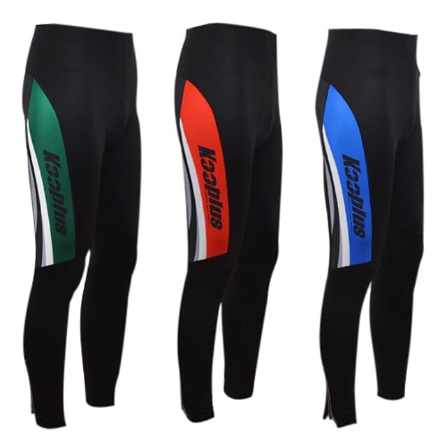  Kooplus Men's Cycling Pants - Red Green Blue Bike Tights Pants / Trousers, 3D Pad, Quick Dry, Breathable, Reflective Strips Polyester