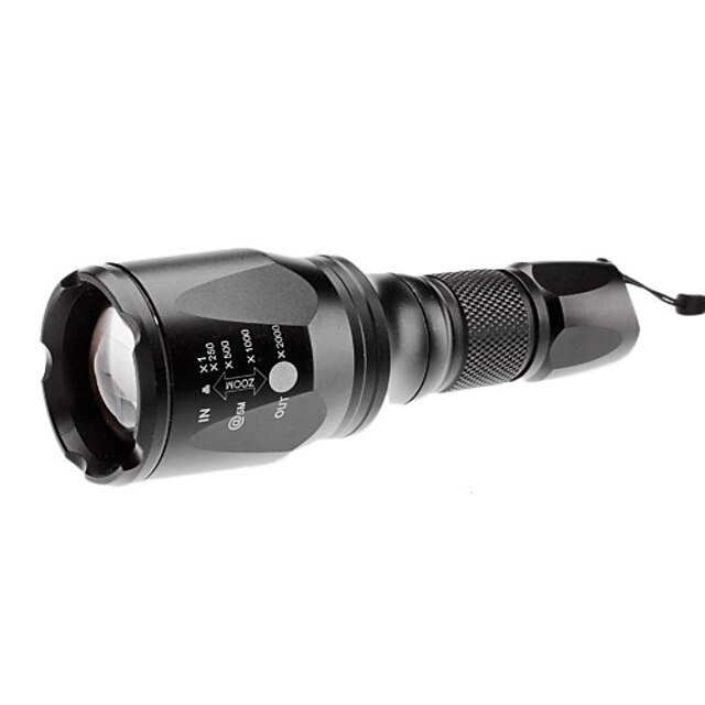  SG101 LED Flashlights أضواء فلاش يدوية 1000 lm LED Cree® XM-L T6 1 بواعث 5 إضاءة الوضع Adjustable Focus / معدن الألمنيوم / 5 (High > Mid > Low > Strobe > SOS)