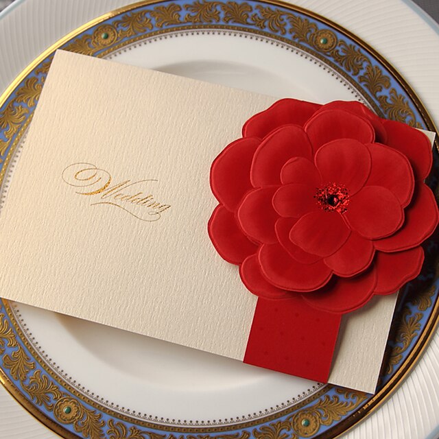  Pli Parallèle Vertical Invitations de mariage Cartes d'invitation Style classique Style floral Papier durci 18.4*12.8cm