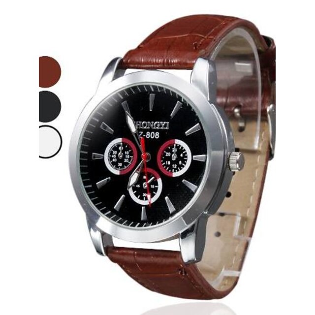  Men's Wrist Watch Hot Sale PU Band Charm / Dress Watch Black / White / Brown