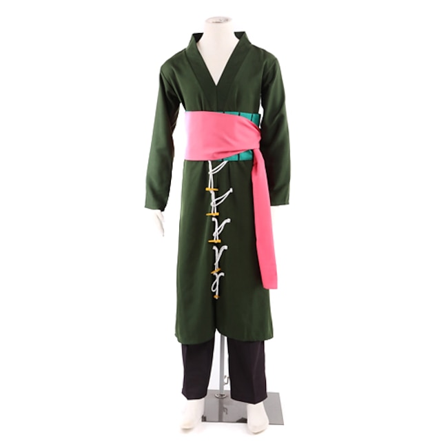  Inspired by One Piece Roronoa Zoro Anime Cosplay Costumes Japanese Cosplay Suits / Kimono Patchwork Long Sleeve Pants / Waist Accessory / Belt For Men's / Kimono Coat / Kimono Coat