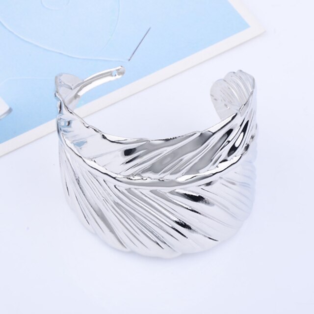  Women's Cuff Bracelet Adjustable Open Stainless Steel Leaf Jewelry Party