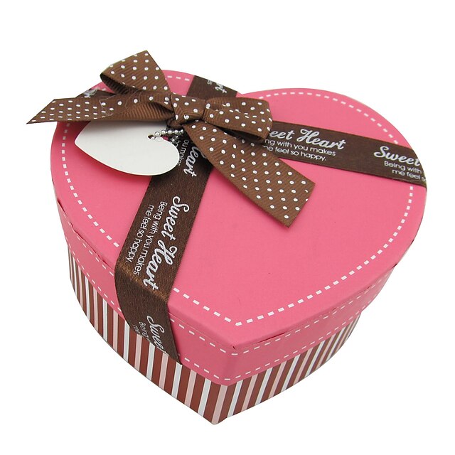  Pink Heart Shaped Gift Box With Ribbon Bow