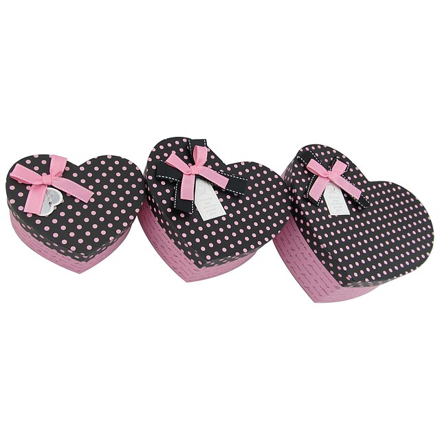  Heart Shaped Polka Dot Gift Box With Ribbon Bow