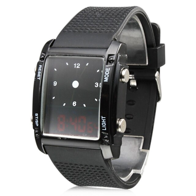  Digital + Analog Dual-Time Mens Wrist Watch with Weekday Display - Black (2*CR1120)