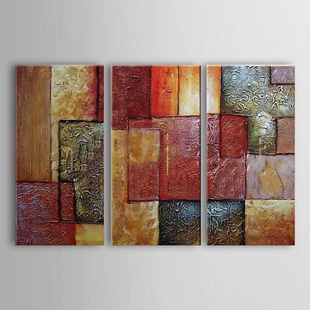  Oil Painting Hand Painted - Abstract Modern Stretched Canvas / Three Panels