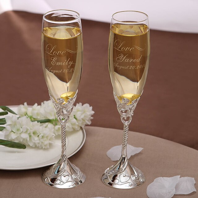  Crystal Toasting Flutes Gift Box Garden Theme Fall / Winter / Spring