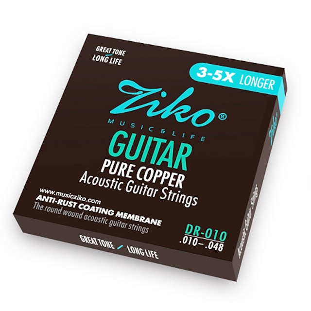  ZIKO - (DR010) Strings cuivre pur Guitare acoustique (010-048)